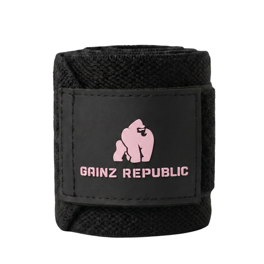 Wrist Elastic Wraps W/ Velcro (Blk/Pink)