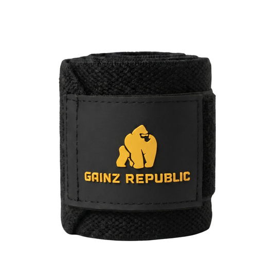 Wrist Elastic Wraps W/ Velcro (Blk/Yellow Gold)
