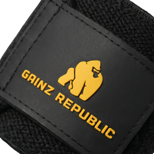 Wrist Elastic Wraps W/ Velcro (Blk/Yellow Gold)